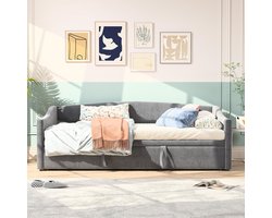 Slaapbank met uittrekbaar tweepersoonsbed 90 x 200 cm - Fluweel en huidvriendelijk