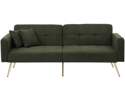 Slaapbank met verstelbare hoek, gouden poten, met kussens en opbergvakken aan de zijkant