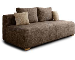 Slaapbank MOSS met bedfunctie en opbergruimte – Boucléstof – 200x90x100 cm – met rugkussens en stevig frame - Cappuccino (Arena 6 + Arena 2 kussens)