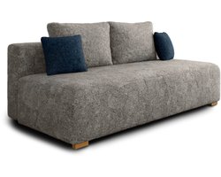 Slaapbank MOSS met bedfunctie en opbergruimte – Boucléstof – 200x90x100 cm – met rugkussens en stevig frame - Grijs (Arena 17 + Arena 22 kussens)