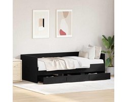 Slaapbank - Multifunctioneel Bed - Ruimte Besparen - Met Opbergruimte - 90 x 190 cm - Zwart Eiken