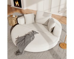 Slaapbank - Multifunctionele, vrijstaande, converteerbare slaapbank ("Boneless Sofa") – Een ovaal bed met kussens, modulaire bank, corduroy stof (173 x 176 cm), geschikt voor appartementen, woonkamers en slaapkamers