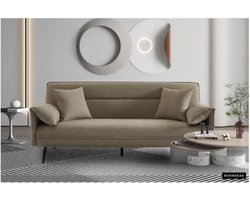Slaapbank Sivas Beige , voor 3 personen, Eucalyptushouten frame, koudschuim matras