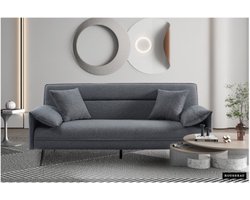 Slaapbank Sivas Grijs , voor 3 personen, Eucalyptushouten frame, koudschuim matras
