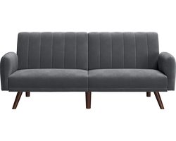 Slaapbank, Slaapbank, Bedbank, Overtrek Van Fluweel, Poten Van Massief Hout, 195 X 88 X 78 Cm, İnklapbaar, Uitklapbank, Voor Slaapzaal, Kleine Ruimtes, Grijs