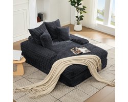 Slaapbank – Sofa – Bedbank – Logeerbed – Slaapstoel – Modern Design – Memory Foam Kussens – Grijze Velvet Stof – Volledig Gemonteerd – Ruimtebesparend