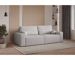 Slaapbank, sofa met slaapfunctie en opbergruimte, moderne bank, 3-zits, Slaapbank Denver mini - Lichtgrijs (Anthology 15)