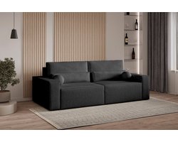 Slaapbank, sofa met slaapfunctie en opbergruimte, moderne bank, 3-zits, Slaapbank Denver mini - Zwart (Anthology 19)