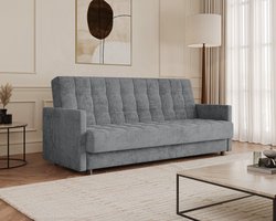 Slaapbank Tina met slaapfunctie en opbergruimte - 3-zits - 211 x 97 x 90 cm - Grijs (Lincoln 90D)