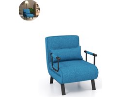 Slaapbank - Uitklapbaar - Slaapstoel - Logeerbed - Zetelbed - Slaapfauteuil - Vouwbed - 1 persoons - Zeer comfortabel - Blauw