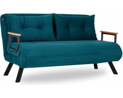 Slaapbank voor 2 Personen - Stijlvol Petrol Groen - Ruimtebesparend 133x78x78cm