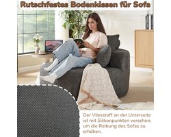 Slaapfauteuil 127 x 127 x 85 cm – Luxe Chenille Relaxfauteuil XXL Vloerfauteuil met Schuimvulling – Comfortabele Lounge Stoel / Slaapbank zonder Montage – Modern Design voor Woonkamer, Slaapkamer & Studio – Grijs – HomebyNicole