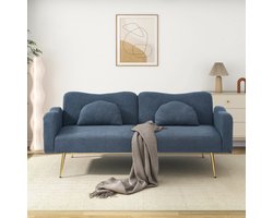 Slaapfunctie-tweezitsbank – Slaapbank – Moderne tweezitsbank met verstelbare rugleuning en goudkleurige metalen poten – Ingebouwde slaapfunctie – Multifunctioneel 2-in-1 meubelstuk