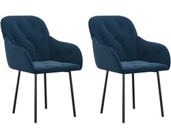 Slaapkamerstoelen voor de Woonkamer Eetkamerstoelen 2 Stuks Blauw Fluweel voor Woonkamer, Slaapkamer, Studeerkamer