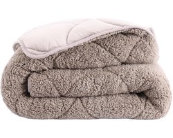 SlaapLuxe Dekbed Zonder Overtrek Taupe - Velvet & Teddy 2-in-1 - All Year Comfort-1-persoons (140x220 cm)