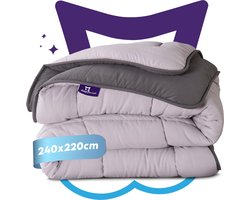 Slaapspeciaal All year dekbed enkel - eazydekbed ® Series Grijs/Antraciet - Dekbed zonder overtrek | 240x220 cm - Hoesloos dekbed - Bedrukt dekbed zonder overtrek - Dekbed in kleur - Gekleurd dekbed - Lits Jumeaux Dekbed