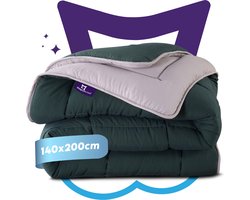 Slaapspeciaal All year dekbed enkel - eazydekbed ® Series Groen/Grijs - Dekbed zonder overtrek | 140x200 cm - Hoesloos dekbed - Bedrukt dekbed zonder overtrek - Dekbed in kleur - Gekleurd dekbed - Eenpersoons Dekbed