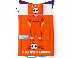 Slaapspeciaal Dekbed Zonder Overtrek - Oranje Editie - Hoesloos Dekbed Inclusief Kussensloop - 140x200 cm - Wasbaar Dekbed - Ideaal Voor Kinderen - Hup Holland Hup