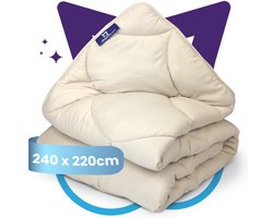 Slaapspeciaal eazydekbed Essential 240x220 cm - BEIGE - Dekbed Zonder Overtrek – Gekleurd Dekbed – Hoesloos Dekbed - Wasbaar Dekbed - Luxe Gelvezels - Anti-Allergisch & Perfect Voor Elk Seizoen - Lits Jumeaux