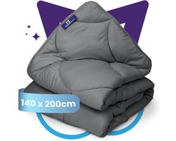 Slaapspeciaal Eazydekbed Essential Antraciet - Wasbaar Dekbed - Dekbed zonder Overtrek - Hoesloos Dekbed - All Year Dekbed - 2 in 1 Dekbed - Dekbed met Vaste Overtrek - Gekleurd Dekbed - 140x200 cm