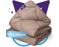 Slaapspeciaal Eazydekbed Essential Bruin - Dekbed zonder Overtrek - Wasbaar Dekbed - Hoesloos Dekbed - All Year Dekbed - 2 in 1 Dekbed - Dekbed met Vaste Overtrek - Gekleurd Dekbed - 140x200 cm