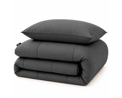Slaapspeciaal Eazydekbed Hotel Grijs - Wasbaar Dekbed - Dekbed zonder Overtrek - Hoesloos Dekbed - All Year Dekbed - 2 in 1 Dekbed - Dekbed met Vaste Overtrek - Incl. Kussensloop - 140x220 cm