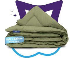 Slaapspeciaal Eazydekbed Hotel Mosgroen - Dekbed zonder Overtrek - Wasbaar Dekbed - Hoesloos Dekbed - All Year Dekbed - 2 in 1 Dekbed - Dekbed met Vaste Overtrek - Gekleurd Dekbed - 140x220 cm