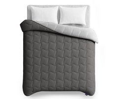 Slaapspeciaal Eazydekbed Series Antraciet/Grijs - Wasbaar Dekbed - Zomerdekbed zonder Overtrek - Hoesloos Dekbed - 2 in 1 Dekbed - Dekbed met Vaste Overtrek - Duo Kleur Dekbed - 240x220 cm