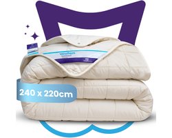 Slaapspeciaal | Luxe 4-Seizoenen Wollen Dekbed - 100% Australische Scheerwol | 240x220 cm - Zomer én winterdekbed – Lits Jumeaux - Extra Lang 220 cm – Ademend & Natuurlijk Slaapcomfort