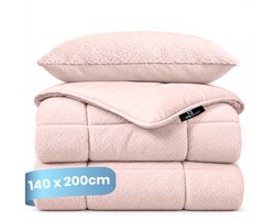 Slaapspeciaal Teddydekbed - Dekbed zonder overtrek - Roze - 140x200 cm - Inclusief Kussensloop 60x70 cm