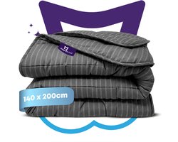 Slaapspeciaal Zomerdekbed zonder Overtrek - eazydekbed Series - Antraciet Gestreept - Wasbaar Dekbed - Licht en Ademend Hoesloos Dekbed - Gestreept Design - 140x200 cm - Gekleurd dekbed - Eenpersoons Dekbed