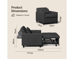 Slaapstoel 3-in-1 Verstelbare Slaapbank met Bedfunctie 174x78x40 cm – Uitklapbare Relaxstoel met 3 Standen Rugleuning, Opbergtassen, Kussen, Ruimtebesparend Logeerbed voor Kleine Ruimtes – HomebyNicole