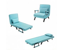 Slaapstoel - 69x190 cm - Inklapbare Slaapbank - Zetelbed – Slaapfauteuil 1 Persoon - Blauw