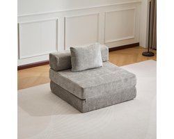 Slaapstoel - Chenille Slaapbank Opvouwbaar - Slaapbank - Logeerbed - Zetelbed - Slaapfauteuil - Vouwbed - Comfortabele 2-in-1 Sofa en Bed - 1 persoons - en Slaapplezier in Eén - Grijs
