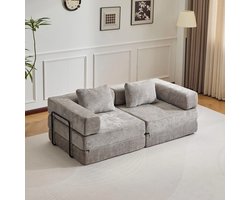 Slaapstoel - Chenille Slaapbank Opvouwbaar - Slaapbank - Logeerbed - Zetelbed - Slaapfauteuil - Vouwbed - Comfortabele 2-in-1 Sofa en Bed - 2 persoons - en Slaapplezier in Eén - Grijs