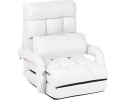 Slaapstoel Inklapbaar - Logeerbed Stoel - Kamer Gebruik - 5 Standen Verstelbaar - 65 x 67 cm - Wit