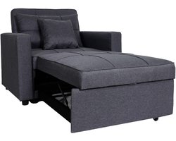 Slaapstoel MCW-L90, klapstoel slaapbank logeerbed relaxstoel, ligoppervlak 197x103cm stof/textiel ~ donkergrijs