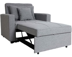 Slaapstoel MCW-L90, klapstoel slaapbank logeerbed relaxstoel, ligoppervlak 197x103cm stof/textiel ~ lichtgrijs