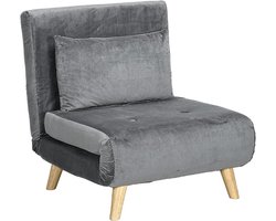 Slaapstoel – Opvouwbare Stoel – Fauteuil – Bedstoel – Logeerbed – Verstelbare Rugleuning – Fluwelen Bekleding – Draagvermogen 125 kg