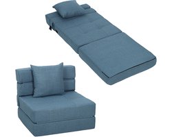 Slaapstoel-relaxfauteuil-logeerbed. Afneembare hoes-70 cm x 70 cm x 61 cm-donkerblauw.