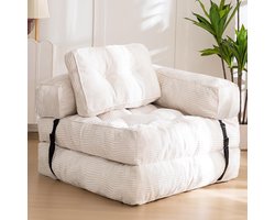 Slaapstoel - Slaapbank - 3-in-1 Uitklapbare Logeerbed - Zetelbed - Slaapfauteuil - Vouwbed - 1 persoons - Zeer comfortabel - 170x85x22 cm - Tot 150 kg Draagvermogen - Beige