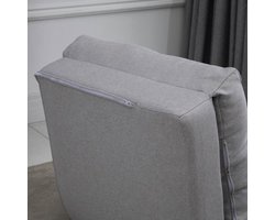 Slaapstoel – Slaapbank – Logeerbed – Zetelbed – Slaapfauteuil – Verstelbare Rugleuning – Roestvrijstalen Frame – Grijze Linnen Bekleding