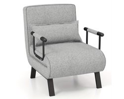 Slaapstoel – Slaapbank – Zetelbed – Slaapfauteuil – Vouwbed – 6-standen verstelbaar – Linnen stof – Belastbaar tot 150 kg