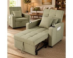 Slaapstoel Sofa Bed - Opklapbare Stoel - Ontspannen Zitten - Verstelbare Rugleuning - 90 x 75 x 110 cm - Groen
