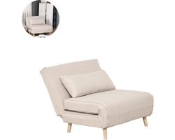 Slaapstoel - Uitklapbaar - Slaapbank - Logeerbed - Zetelbed - Slaapfauteuil - Vouwbed - 1 persoons - Zeer comfortabel - Beige