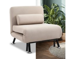 Slaapstoel - Uitklapbaar - Slaapbank - Logeerbed - Zetelbed - Slaapfauteuil - Vouwbed - 1 persoons - Zeer comfortabel - Beige