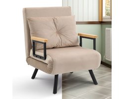 Slaapstoel - Uitklapbaar - Slaapbank - Logeerbed - Zetelbed - Slaapfauteuil - Vouwbed - 1 persoons - Zeer comfortabel - Beige