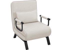 Slaapstoel - Uitklapbaar - Slaapbank - Logeerbed - Zetelbed - Slaapfauteuil - Vouwbed - 1 persoons - Zeer comfortabel - Beige