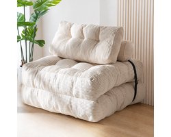 Slaapstoel - Uitklapbaar - Slaapbank - Logeerbed - Zetelbed - Slaapfauteuil - Vouwbed - 1 persoons - Zeer comfortabel - Beige