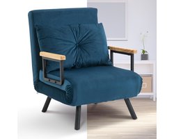 Slaapstoel - Uitklapbaar - Slaapbank - Logeerbed - Zetelbed - Slaapfauteuil - Vouwbed - 1 persoons - Zeer comfortabel - Blauw